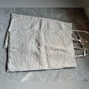 Set 2 POTTERY BARN Pick-Stitch Handcrafted Cotton Linen Quilted King Shams FLAX